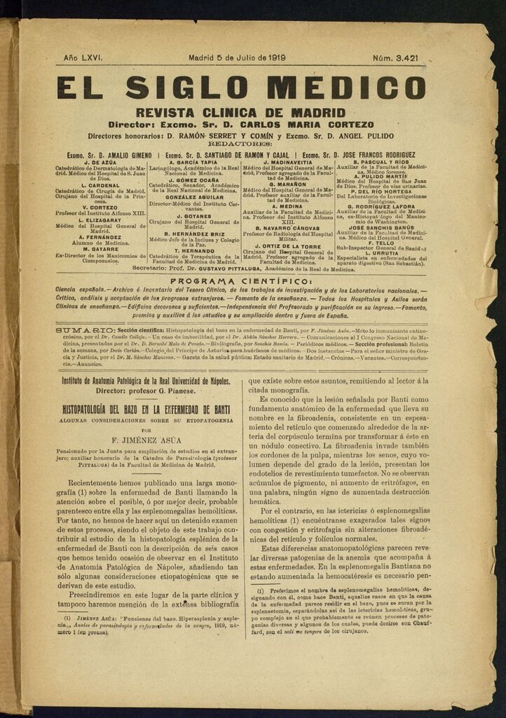 Miniatura de El Siglo Médico  : boletín de medicina y gaceta médica del 5 de julio de 1919