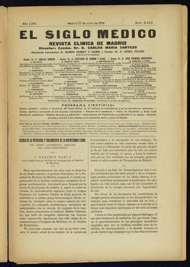 Miniatura de El Siglo Médico  : boletín de medicina y gaceta médica del 12 de julio de 1919