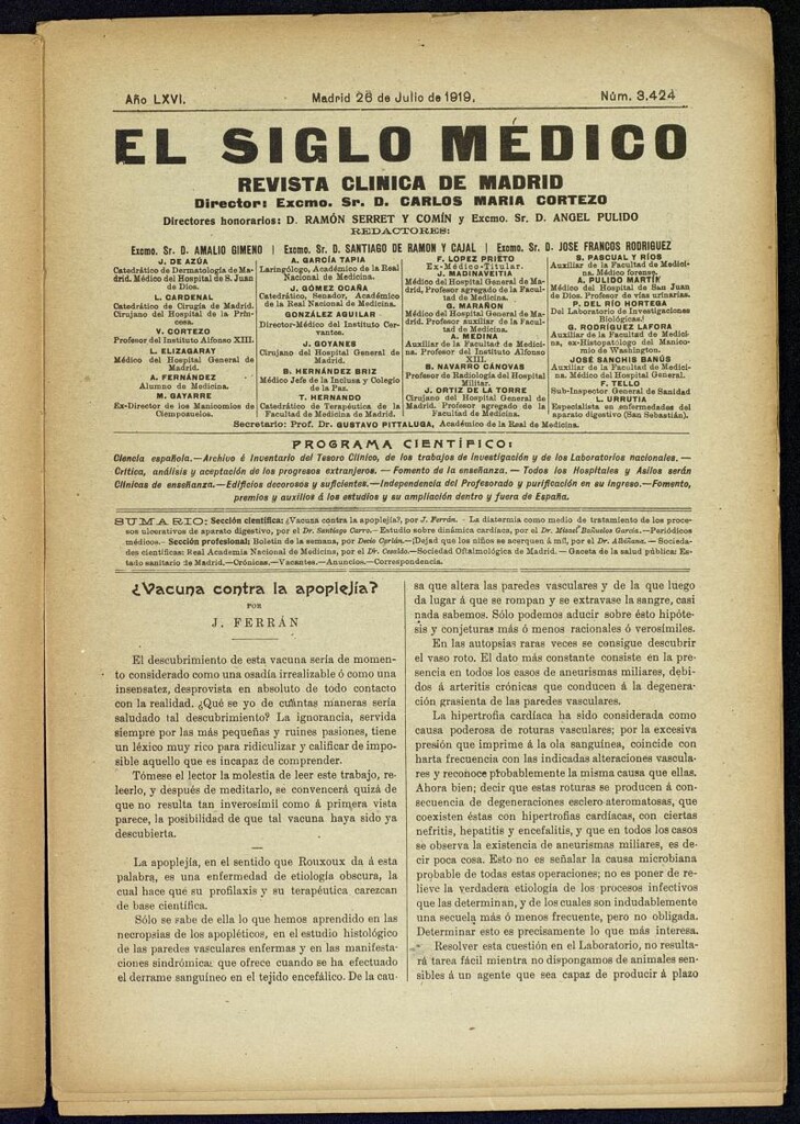 Miniatura de El Siglo Médico  : boletín de medicina y gaceta médica del 26 de julio de 1919