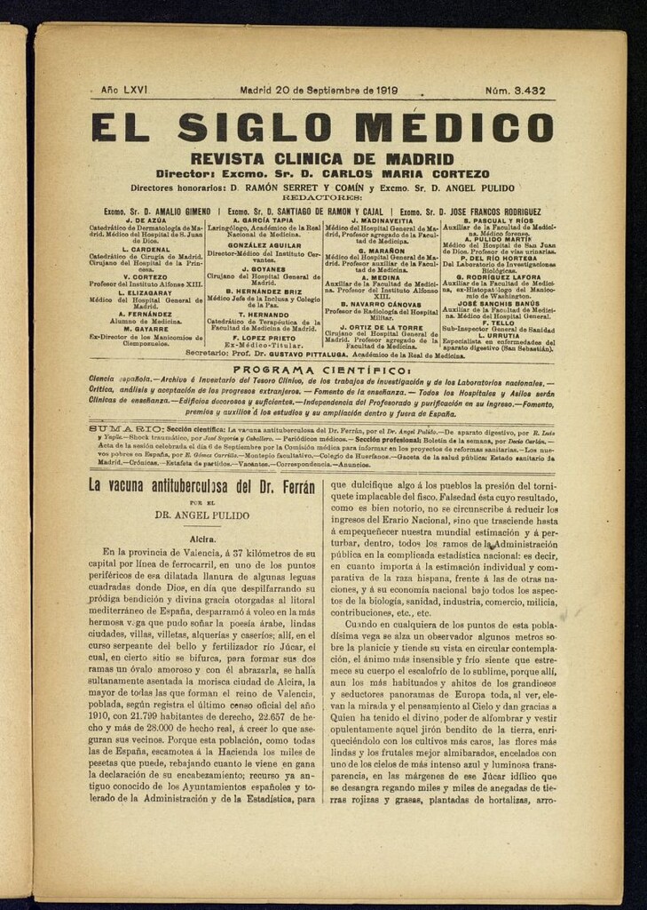 Miniatura de El Siglo Médico  : boletín de medicina y gaceta médica del 20 de septiembre de 1919