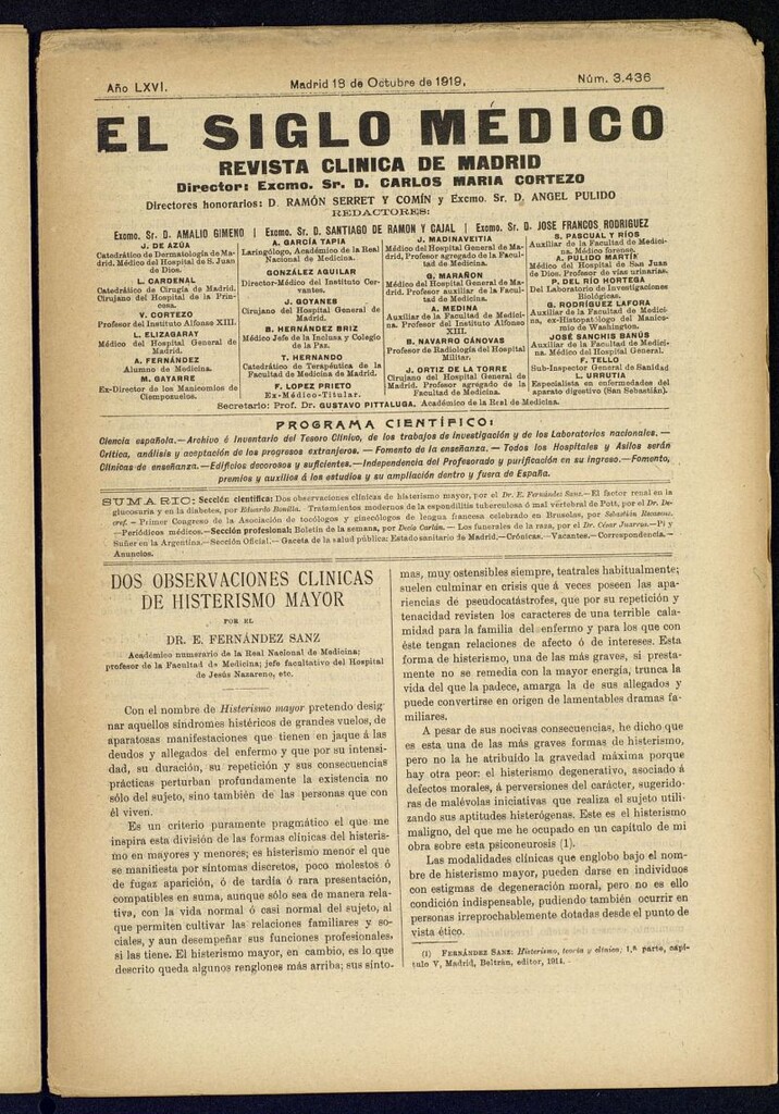 Miniatura de El Siglo Médico  : boletín de medicina y gaceta médica del 18 de octubre de 1919