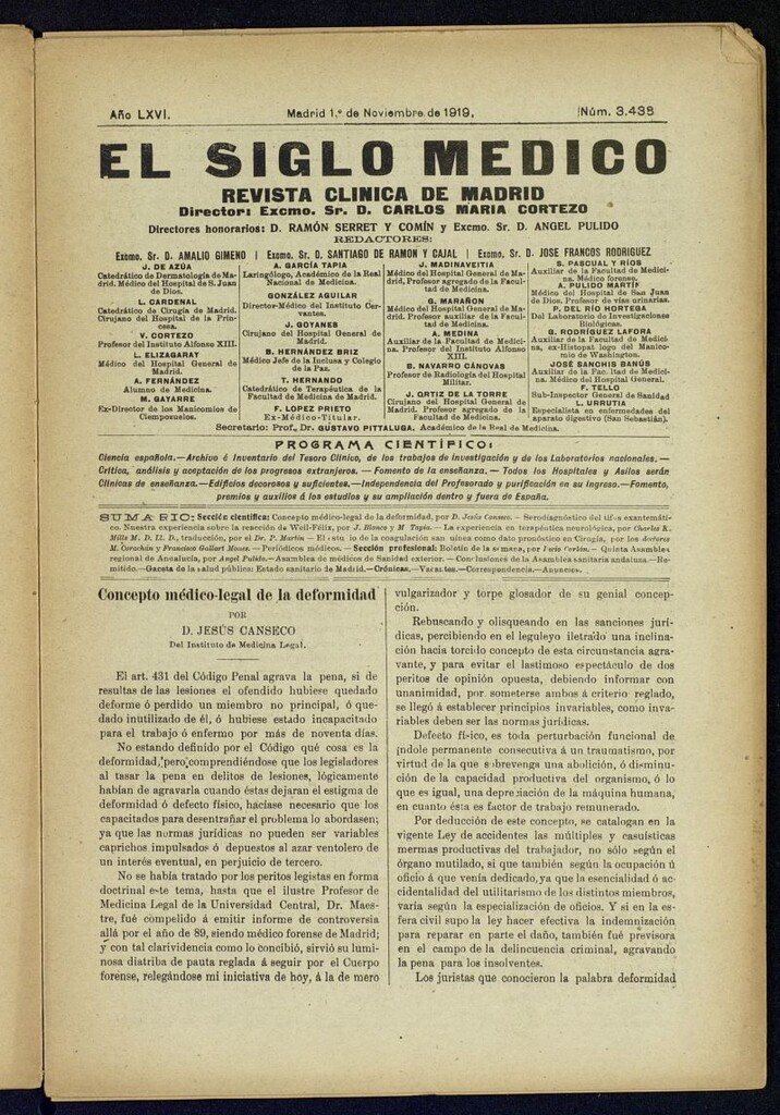 Miniatura de El Siglo Médico  : boletín de medicina y gaceta médica del 1 de noviembre de 1919