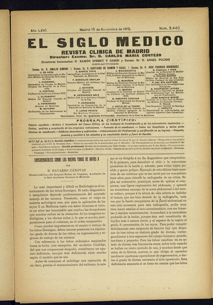 Miniatura de El Siglo Médico  : boletín de medicina y gaceta médica del 15 de noviembre de 1919