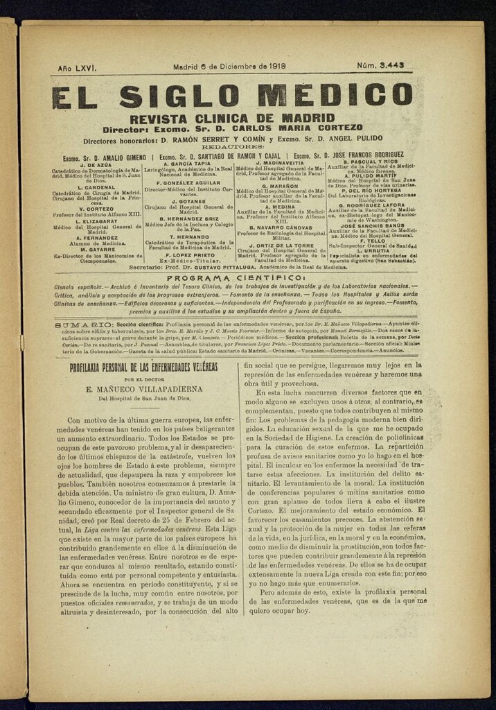 Miniatura de El Siglo Médico  : boletín de medicina y gaceta médica del 6 de diciembre de 1919