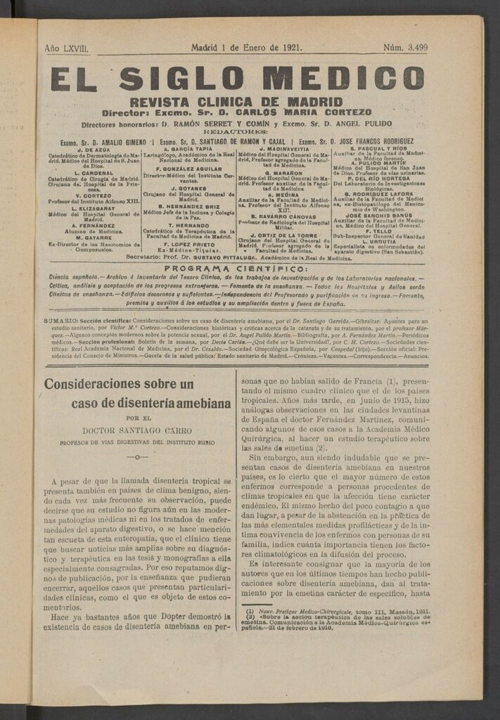 Miniatura de El Siglo Médico : boletín de medicina y gaceta médica del 1 de enero de 1921