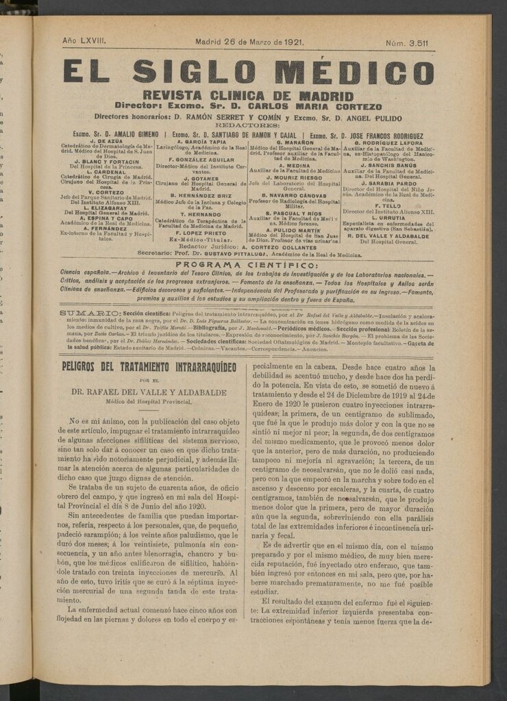 Miniatura de El Siglo Médico : boletín de medicina y gaceta médica del 26 de marzo de 1921