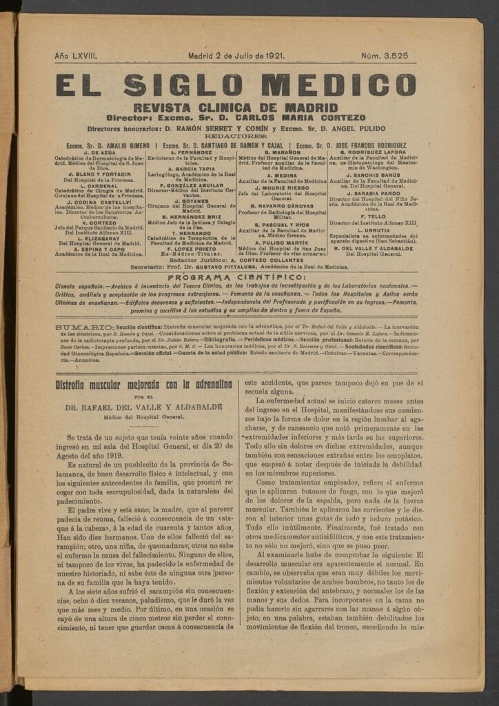 Miniatura de El Siglo Médico : boletín de medicina y gaceta médica del 2 de julio de 1921