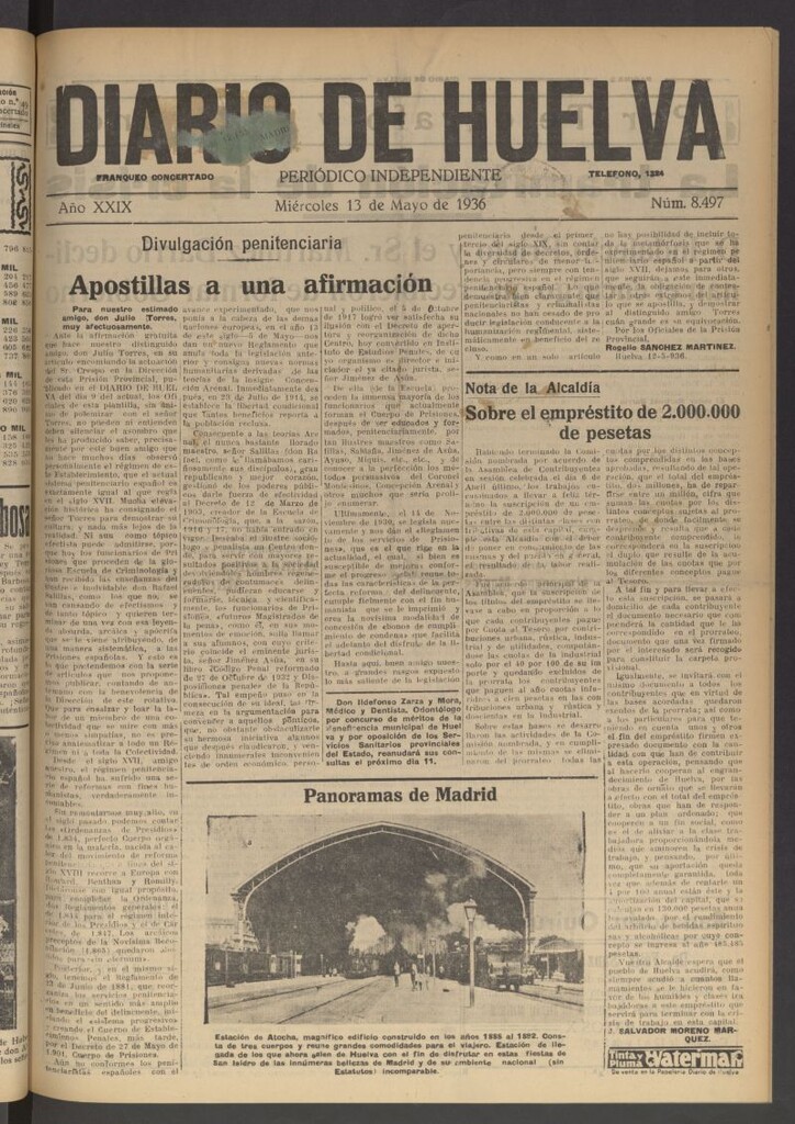 Miniatura de Diario de Huelva : periódico independiente del 13 de mayo de 1936