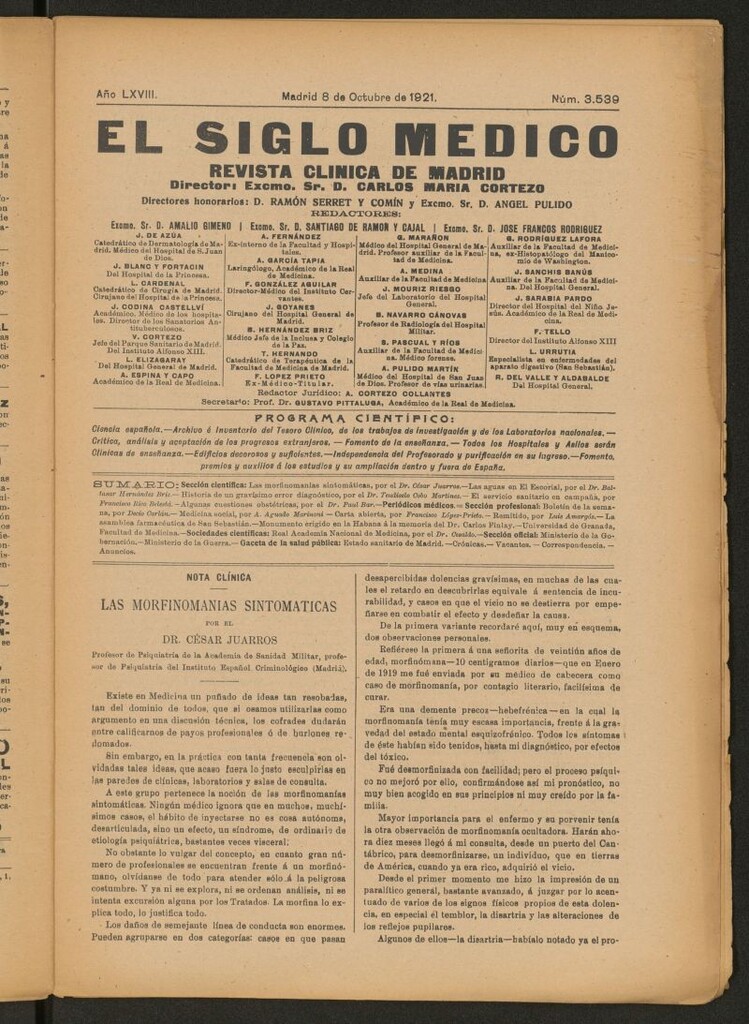 Miniatura de El Siglo Médico : boletín de medicina y gaceta médica del 8 de octubre de 1921