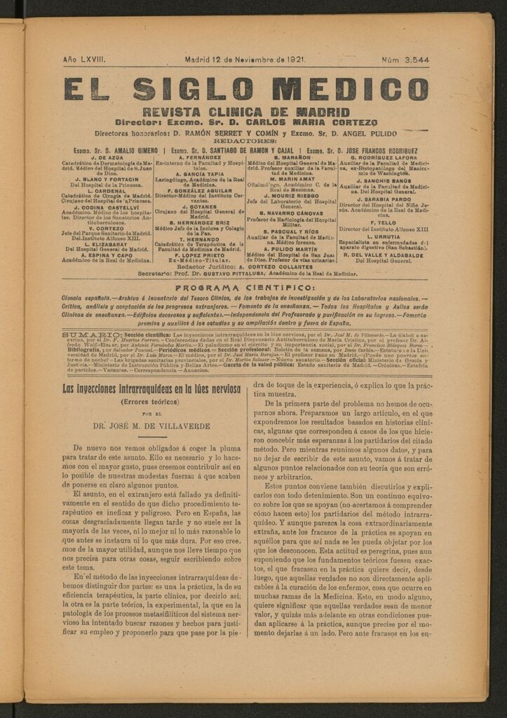 Miniatura de El Siglo Médico : boletín de medicina y gaceta médica del 12 de noviembre de 1921