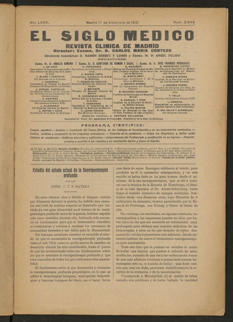 Miniatura de El Siglo Médico : boletín de medicina y gaceta médica del 17 de diciembre de 1921