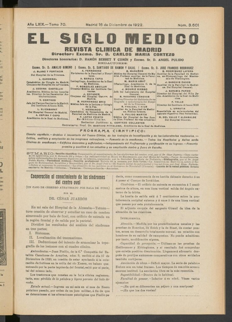 Miniatura de El Siglo Médico  : boletín de medicina y gaceta médica del 16 de diciembre de 1922