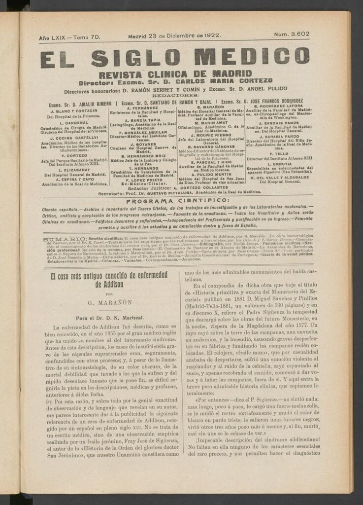 Miniatura de El Siglo Médico  : boletín de medicina y gaceta médica del 23 de diciembre de 1922