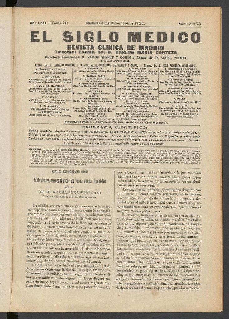 Miniatura de El Siglo Médico  : boletín de medicina y gaceta médica del 30 de diciembre de 1922