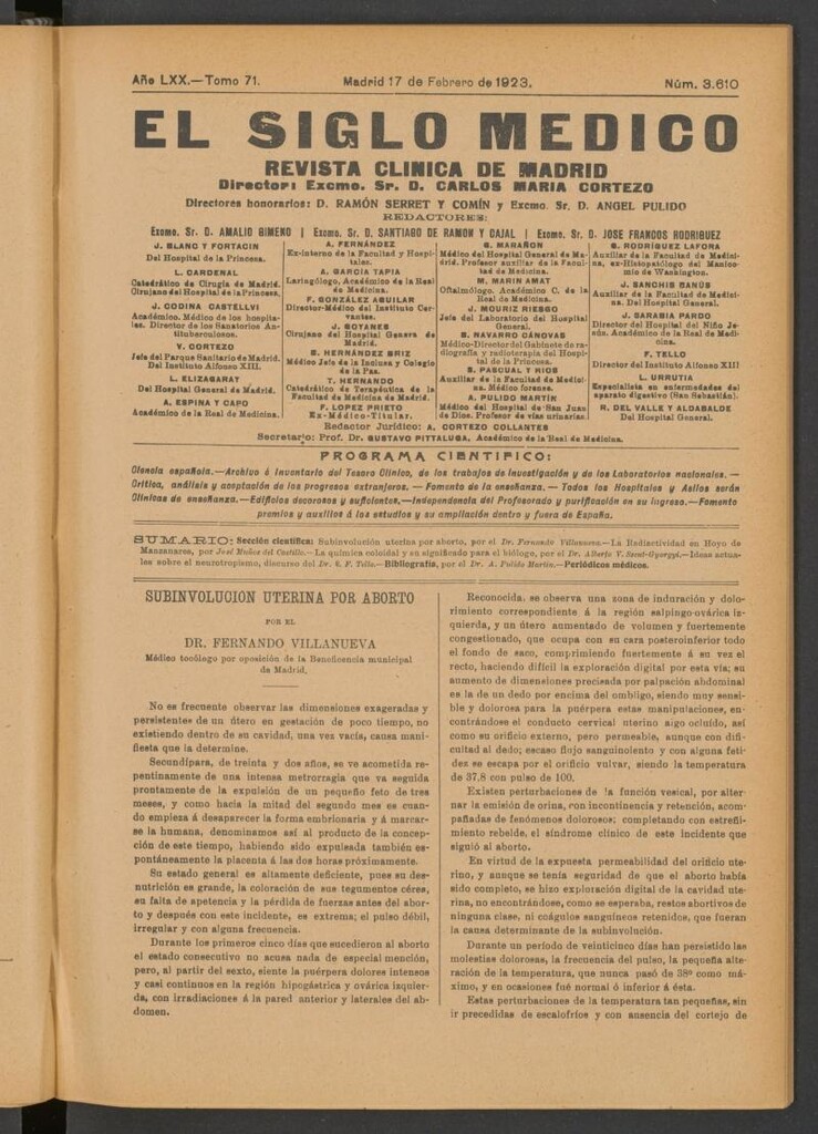Miniatura de El Siglo Médico : boletín de medicina y gaceta médica del 17 de febrero de 1923