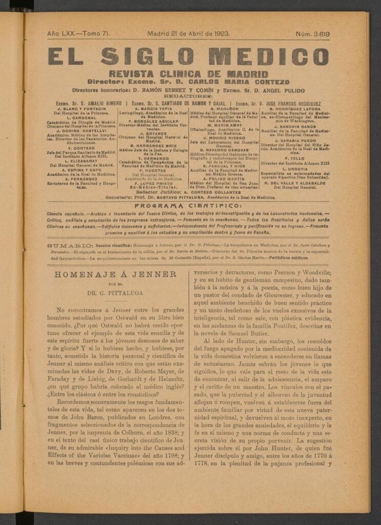 Miniatura de El Siglo Médico : boletín de medicina y gaceta médica del 21 de abril de 1923