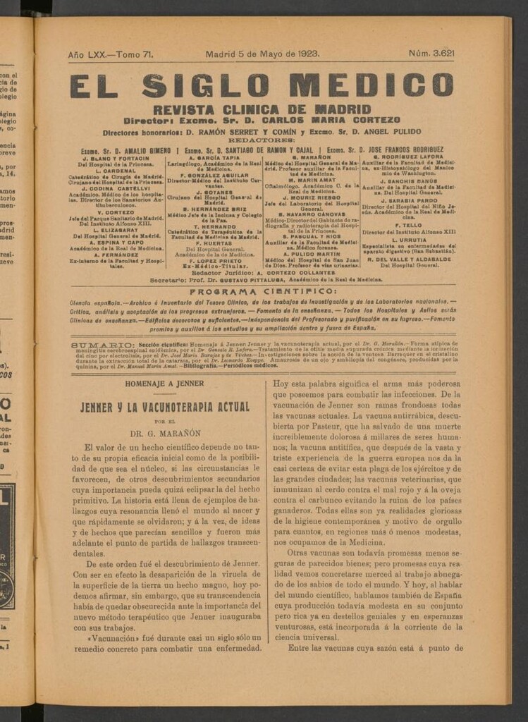 Miniatura de El Siglo Médico : boletín de medicina y gaceta médica del 5 de mayo de 1923