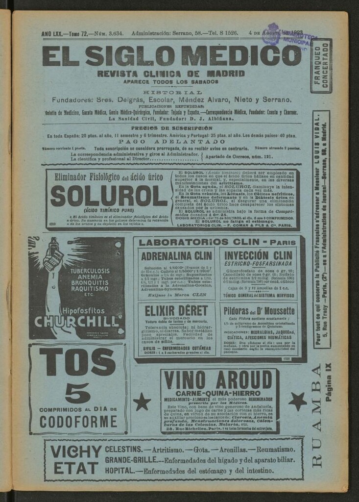 Miniatura de El Siglo Médico : boletín de medicina y gaceta médica del 4 de agosto de 1923