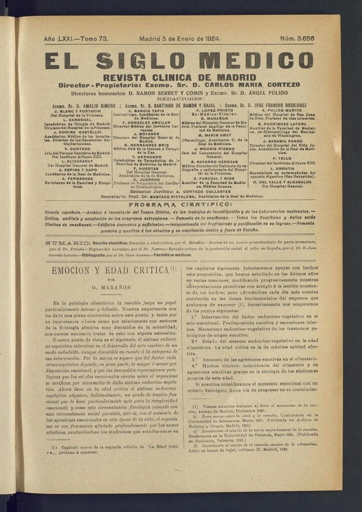 Miniatura de El Siglo Médico : boletín de medicina y gaceta médica del 5 de enero de 1924