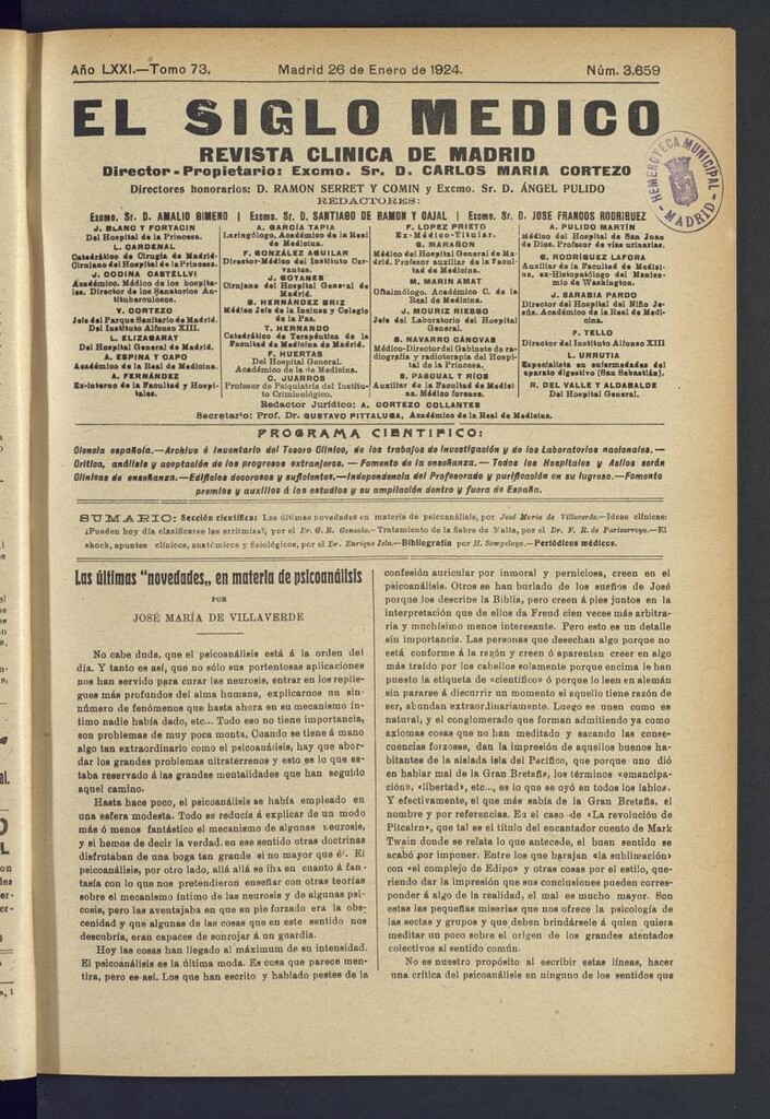 Miniatura de El Siglo Médico : boletín de medicina y gaceta médica del 26 de enero de 1924