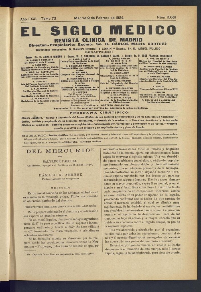 Miniatura de El Siglo Médico : boletín de medicina y gaceta médica del 9 de febrero de 1924