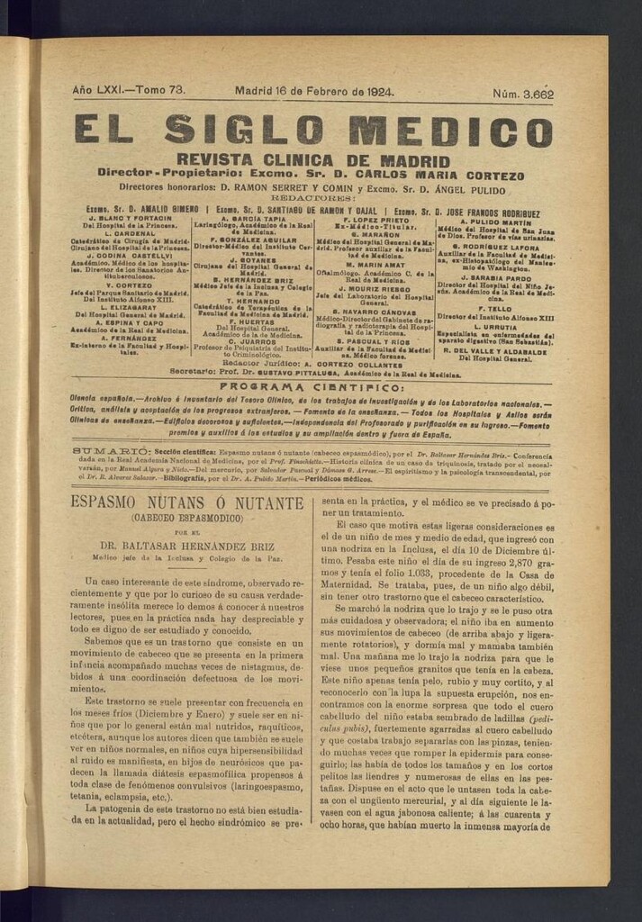 Miniatura de El Siglo Médico : boletín de medicina y gaceta médica del 16 de febrero de 1924