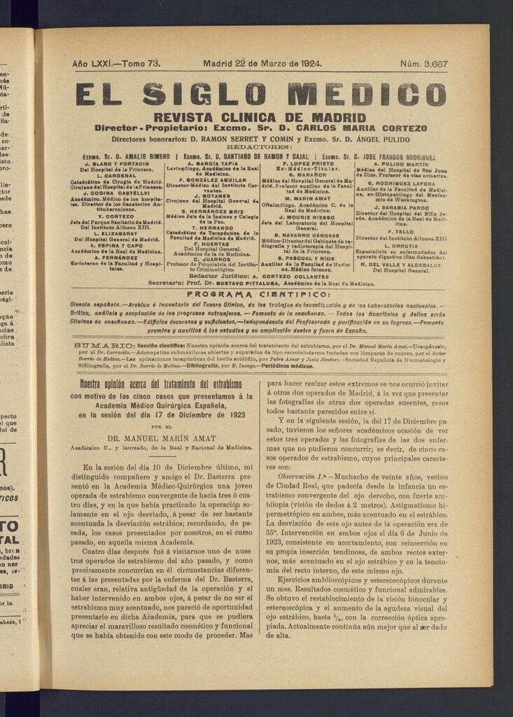 Miniatura de El Siglo Médico : boletín de medicina y gaceta médica del 22 de marzo de 1924