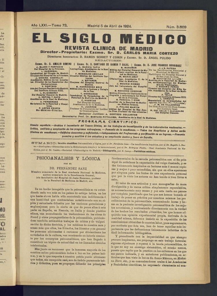 Miniatura de El Siglo Médico : boletín de medicina y gaceta médica del 5 de abril de 1924