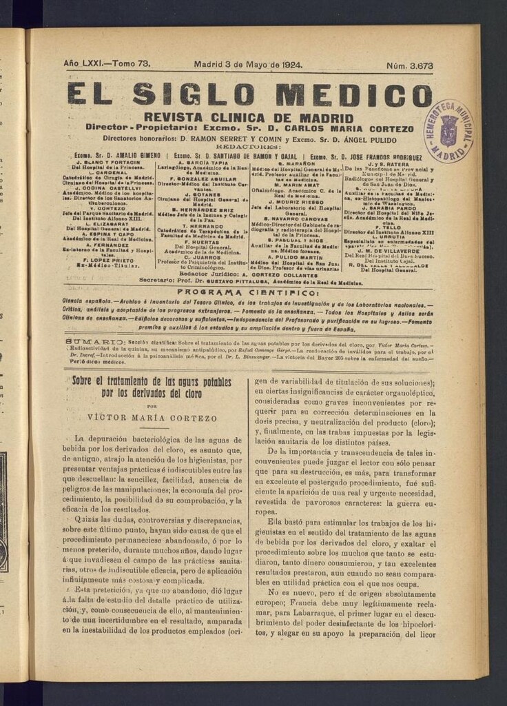Miniatura de El Siglo Médico : boletín de medicina y gaceta médica del 3 de mayo de 1924