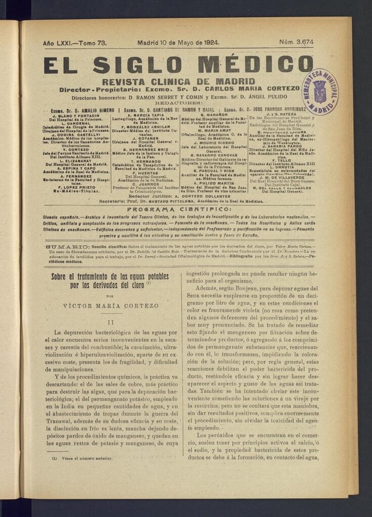 Miniatura de El Siglo Médico : boletín de medicina y gaceta médica del 10 de mayo de 1924