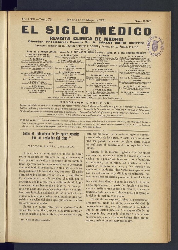 Miniatura de El Siglo Médico : boletín de medicina y gaceta médica del 17 de mayo de 1924