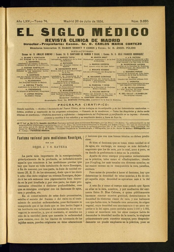 Miniatura de El Siglo Médico: boletín de medicina y gaceta médica del 26 de julio de 1924