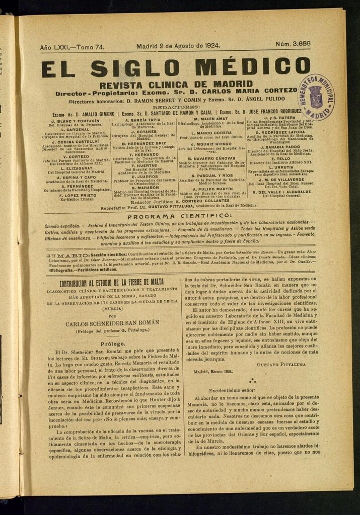 Miniatura de El Siglo Médico: boletín de medicina y gaceta médica del 2 de agosto de 1924