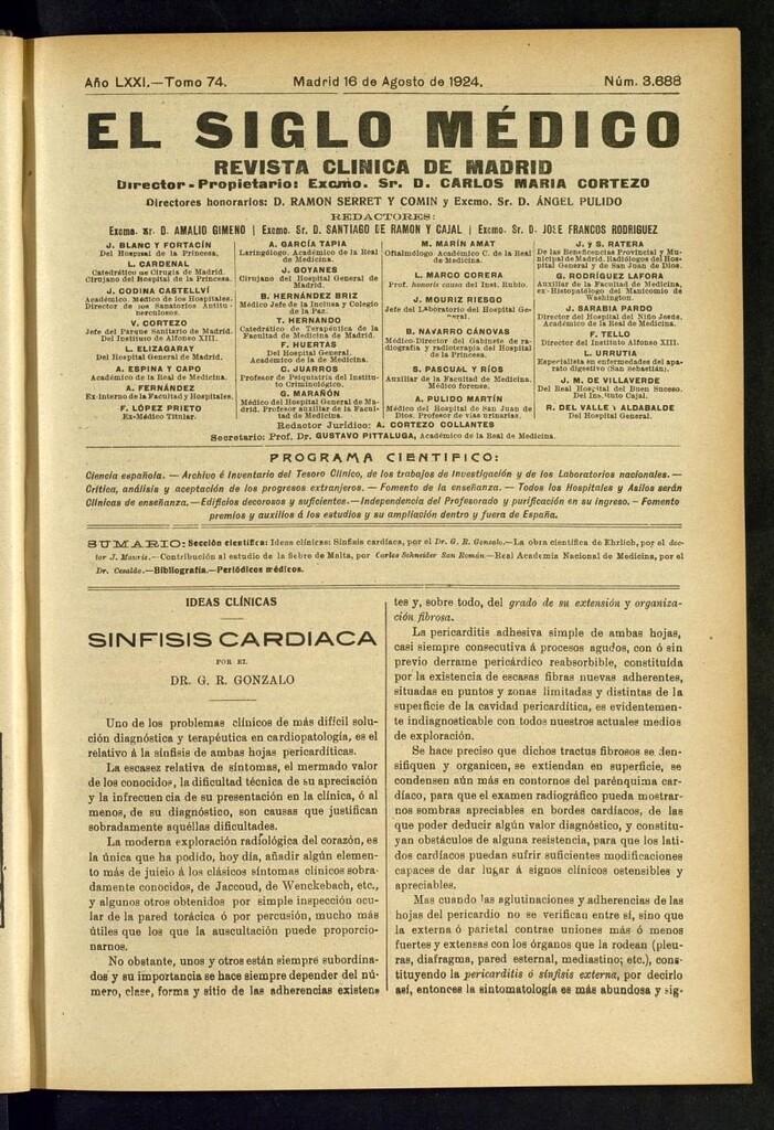 Miniatura de El Siglo Médico: boletín de medicina y gaceta médica del 16 de agosto de 1924