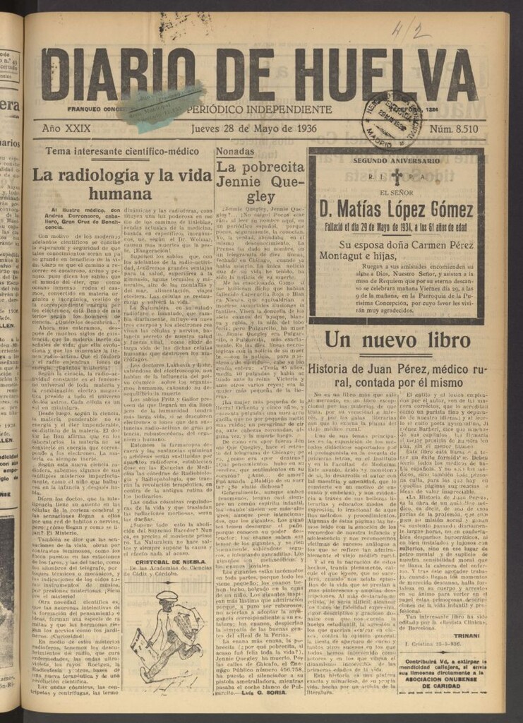 Miniatura de Diario de Huelva : periódico independiente del 28 de mayo de 1936