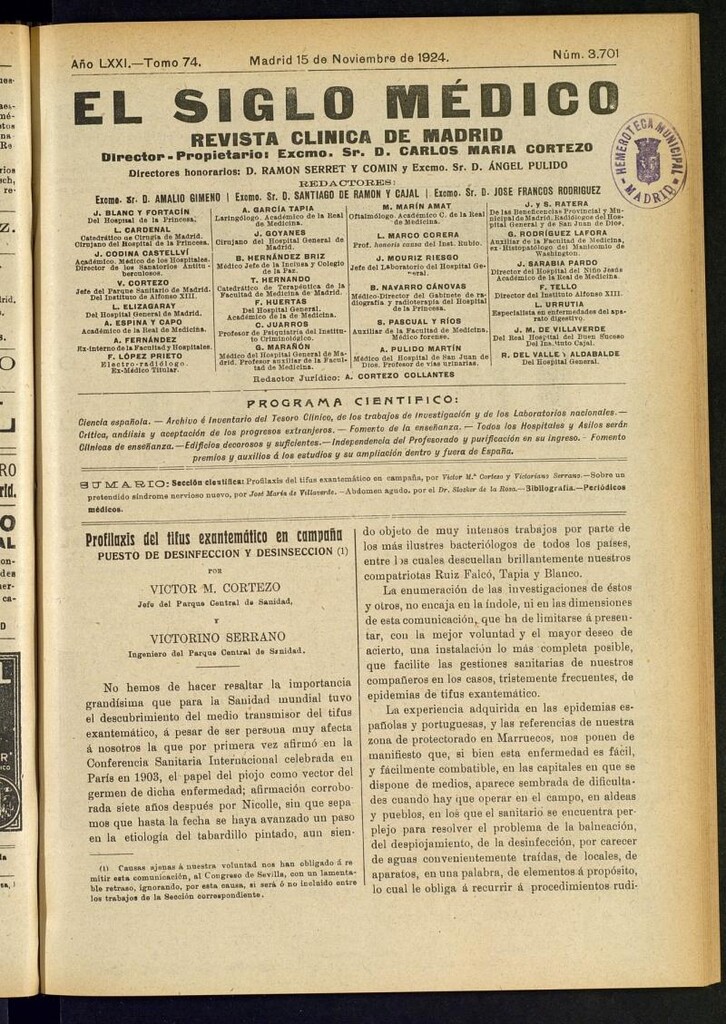 Miniatura de El Siglo Médico: boletín de medicina y gaceta médica del 15 de noviembre de 1924