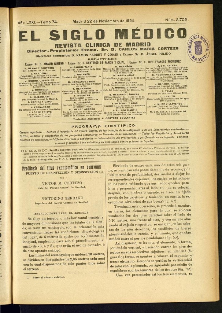 Miniatura de El Siglo Médico: boletín de medicina y gaceta médica del 22 de noviembre de 1924