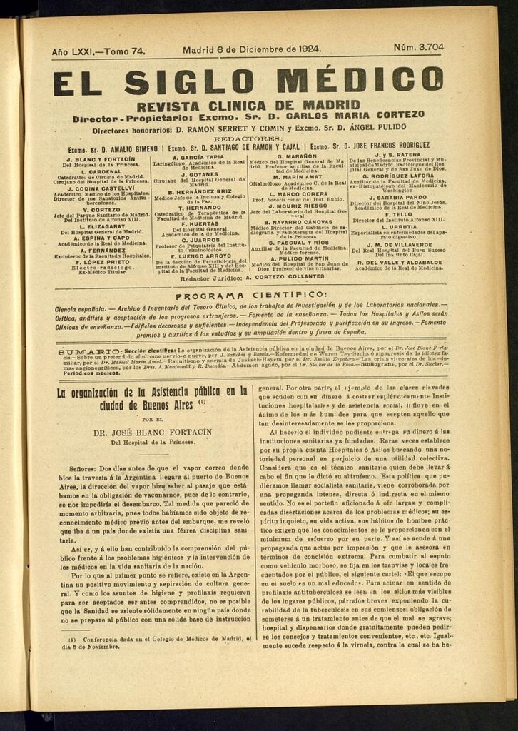 Miniatura de El Siglo Médico: boletín de medicina y gaceta médica del 6 de diciembre de 1924