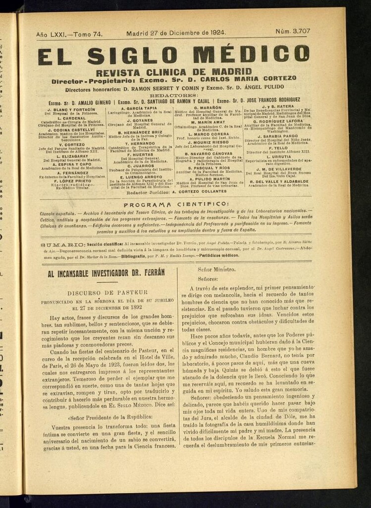 Miniatura de El Siglo Médico: boletín de medicina y gaceta médica del 27 de diciembre de 1924