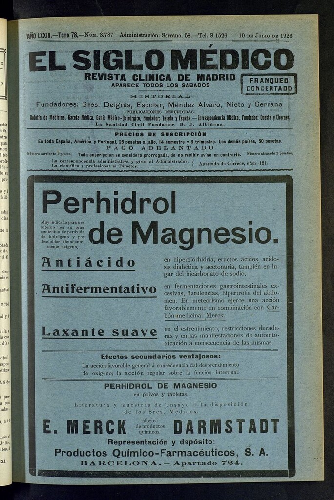 Miniatura de El Siglo Médico: boletín de medicina y gaceta médica del del 10 de julio de 1926