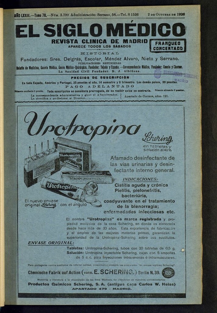 Miniatura de El Siglo Médico: boletín de medicina y gaceta médica del del 2 de octubre de 1926