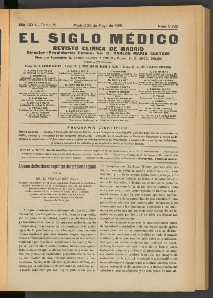 Miniatura de El Siglo Médico : boletín de medicina y gaceta médica del 23 de mayo de 1925
