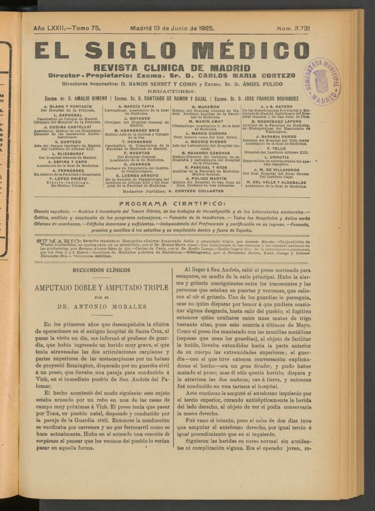 Miniatura de El Siglo Médico : boletín de medicina y gaceta médica del 13 de junio de 1925