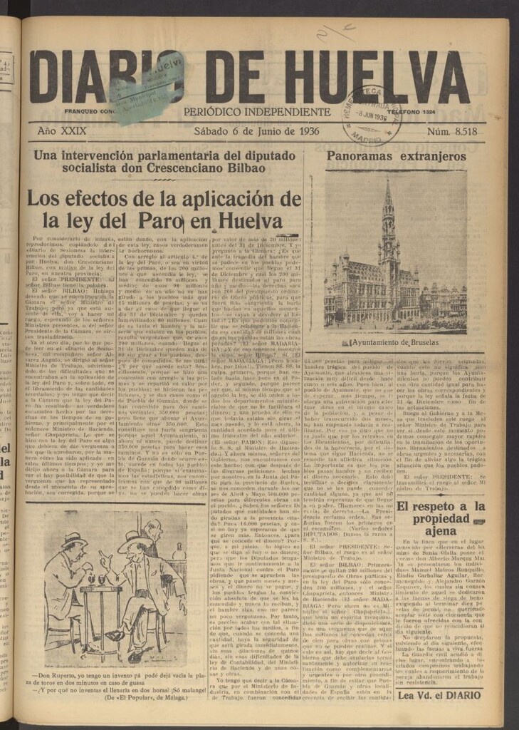 Miniatura de Diario de Huelva : periódico independiente del 6 de junio de 1936