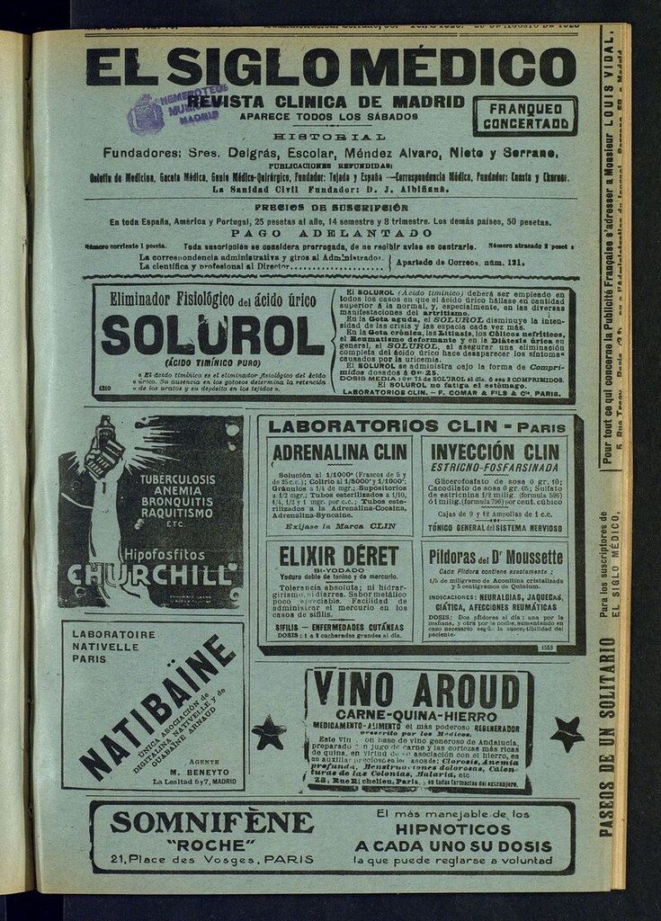 Miniatura de El Siglo Médico: boletín de medicina y gaceta médica del del 29 de agosto de 1925