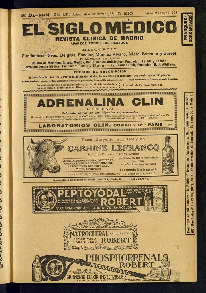 Miniatura de El Siglo Médico: boletín de medicina y gaceta médica del del 24 de marzo de 1928
