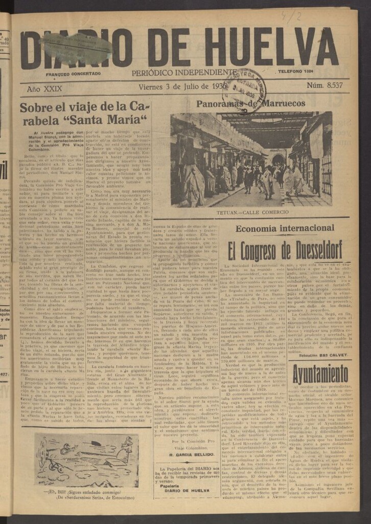 Miniatura de Diario de Huelva : periódico independiente del 3 de julio de 1936