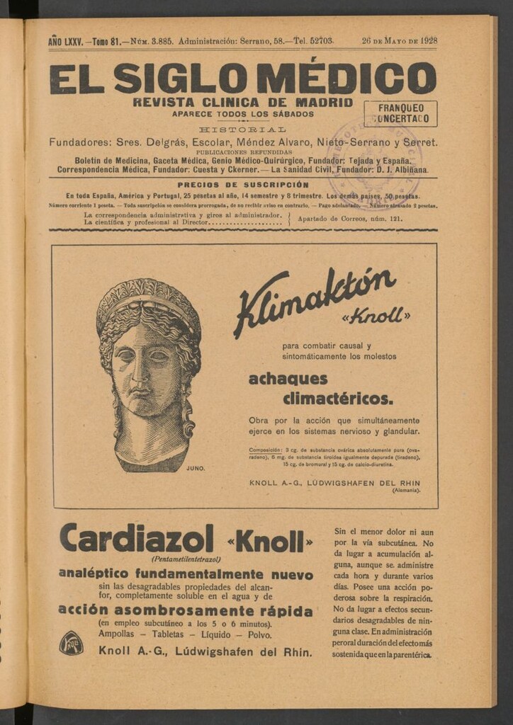Miniatura de El Siglo Médico : boletín de medicina y gaceta médica del 26 de mayo de 1928