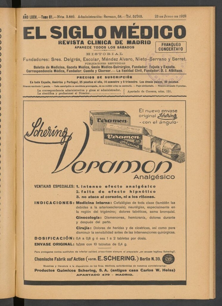 Miniatura de El Siglo Médico : boletín de medicina y gaceta médica del 23 de junio de 1928