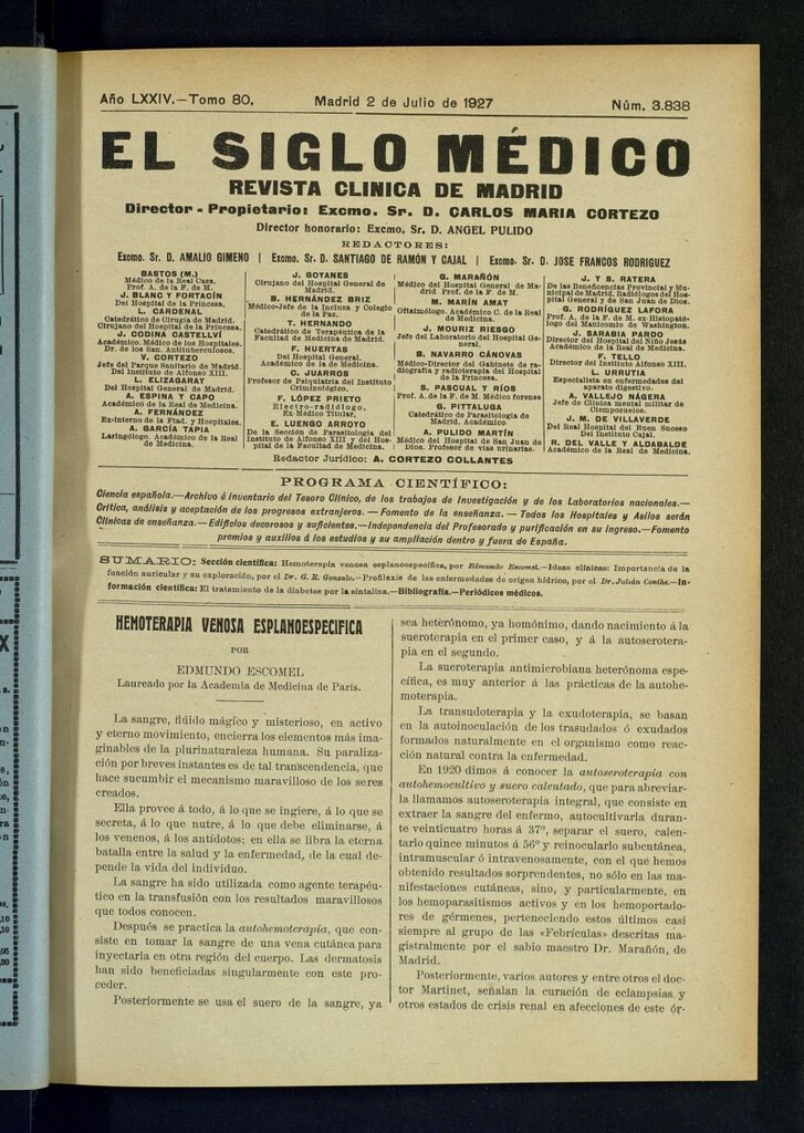 Miniatura de El Siglo Médico : boletín de medicina y gaceta médica del 2 de julio de 1927